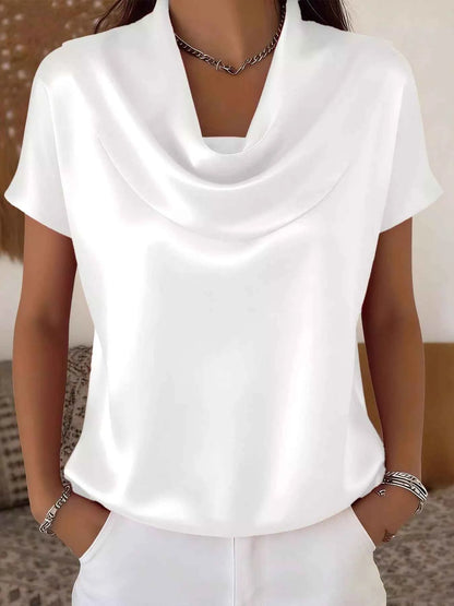 Cowl Neck Short Sleeve Blouse