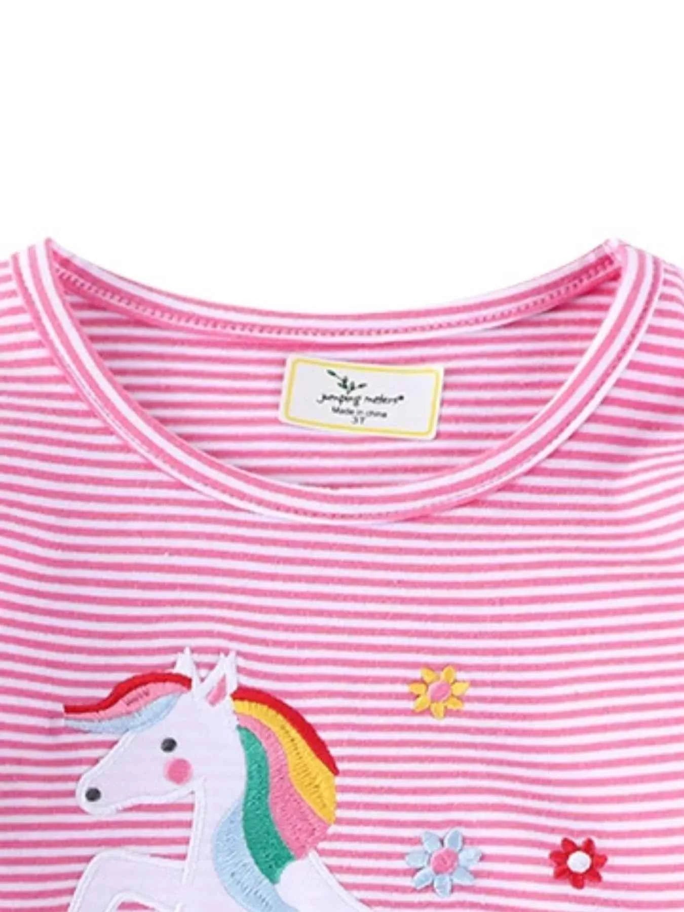 C=Children's Unicorn Ruffle Sleeve Striped T-Shirt