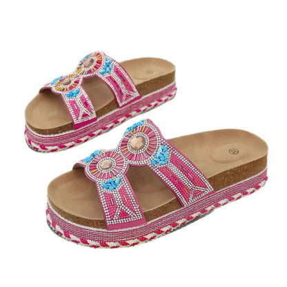 Bohemian Beaded Platform Sandals