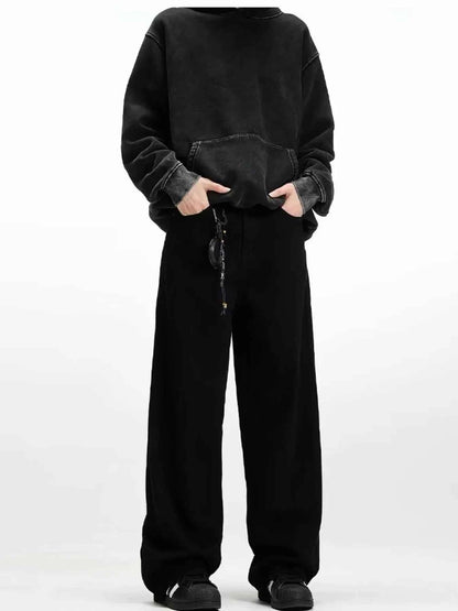 Men's Embroidered Palm Tree Wide Leg Jeans