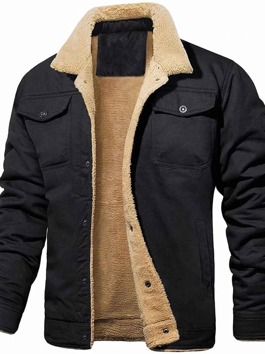 Men's Full Size Sherpa Lined Long Sleeve Jacket Plus Size
