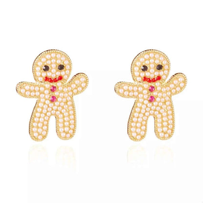 Alloy Gingerbread Man Stud Earrings