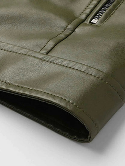 Men's Full Size Leather Zip Up Jacket Plus Size