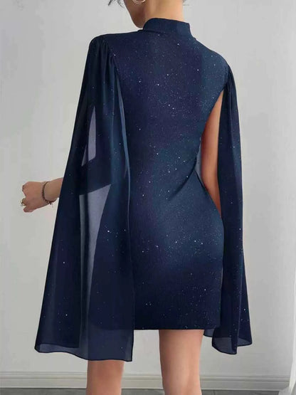 Glitter Cape Sleeve Mini Dress