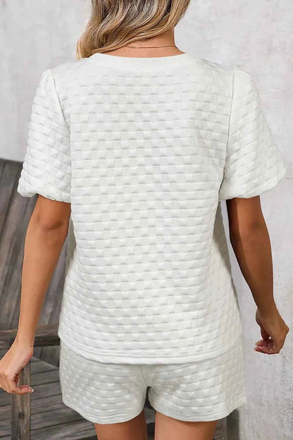 Checkered Texture Top and Shorts Set
