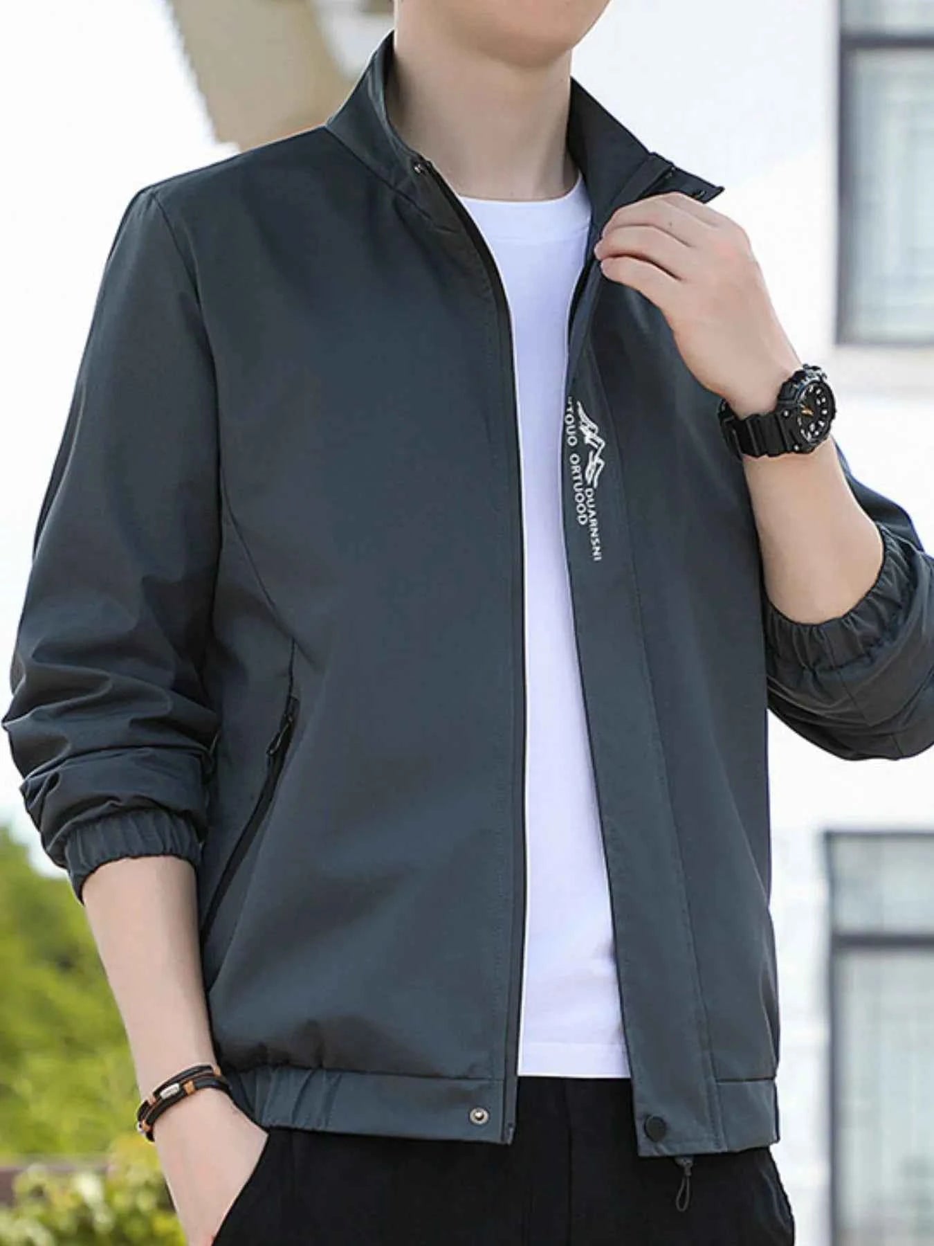 Men's Plus Size Zip Up Long Sleeve Jacket