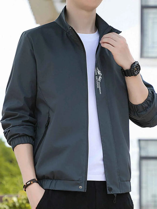 Men's Plus Size Zip Up Long Sleeve Jacket