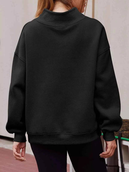 Mock Neck Dropped Shoulder Sweatshirt