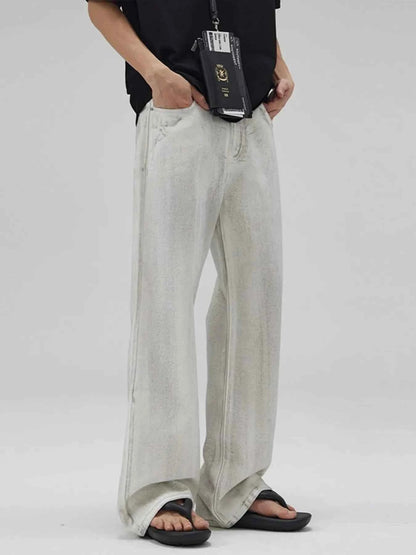 Men's Full Size Washed Wide Leg Jeans Plus Size