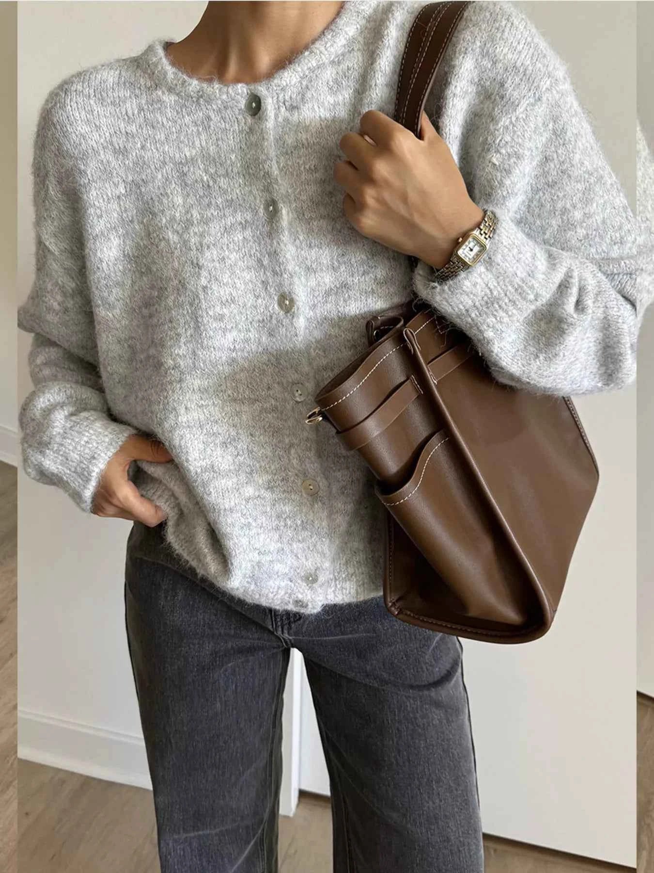 Button Up Long Sleeve Cardigan