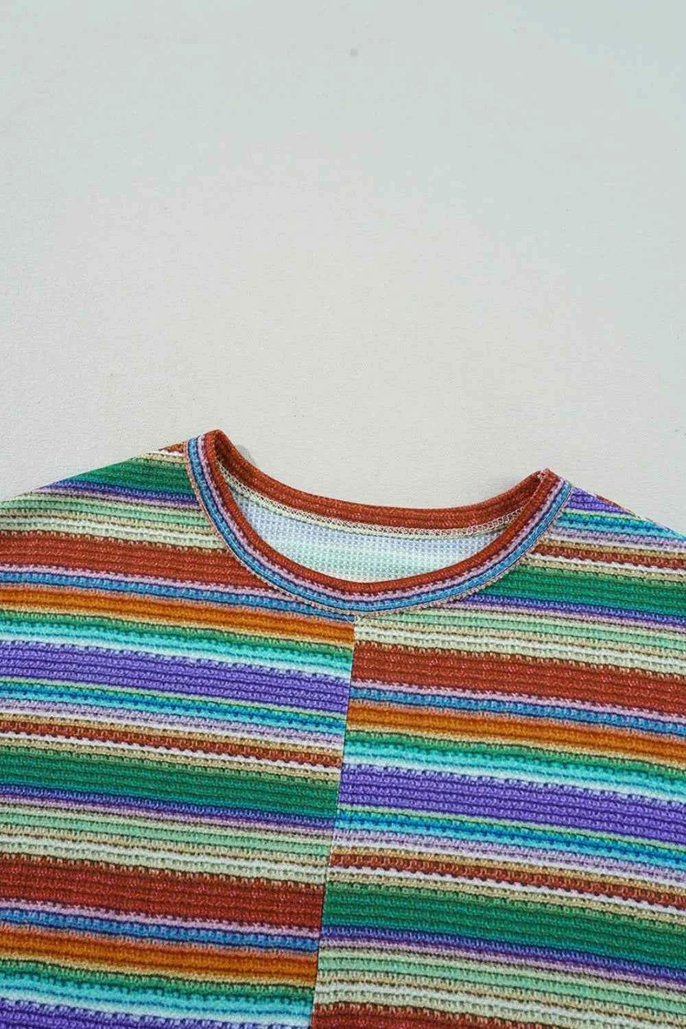 Multicolour Striped Twist Hem Cap Sleeve Top