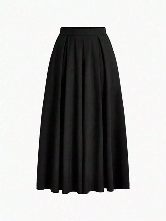 Elastic Waist Pleated Detail Skirt