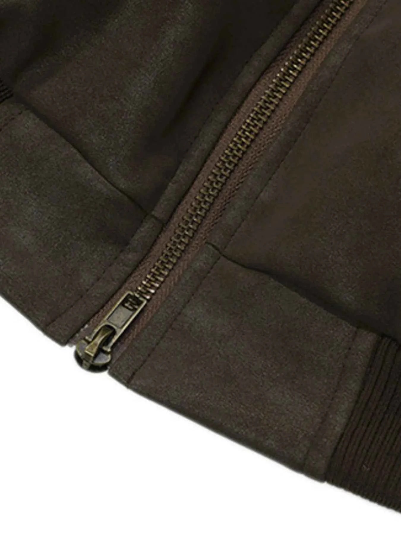 Men's Plaid Collar Detail Zip Up Jacket