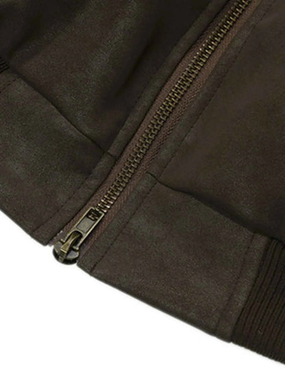 Men's Plaid Collar Detail Zip Up Jacket