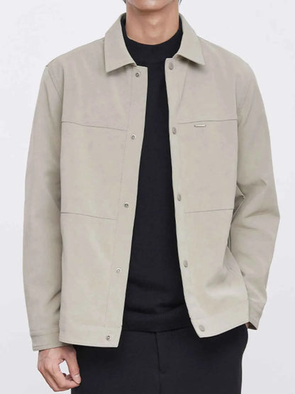 Men's Plus Size Button Up Long Sleeve Jacket