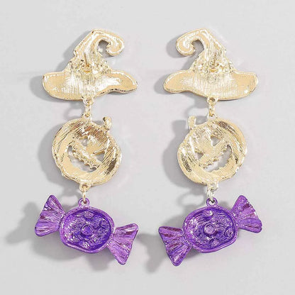 Halloween 18K Gold-Plated Alloy Pumpkin Earrings