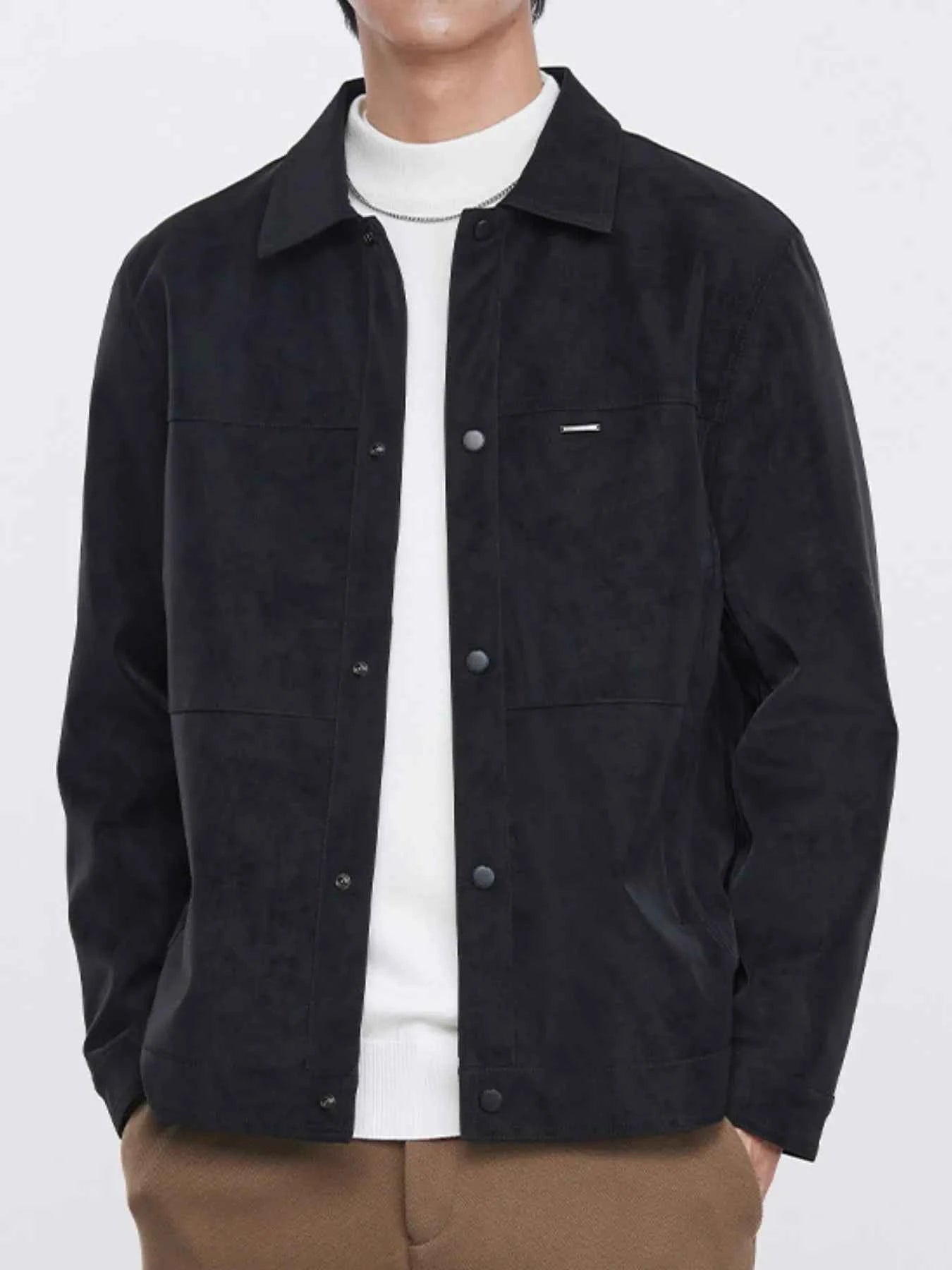 Men's Plus Size Button Up Long Sleeve Jacket