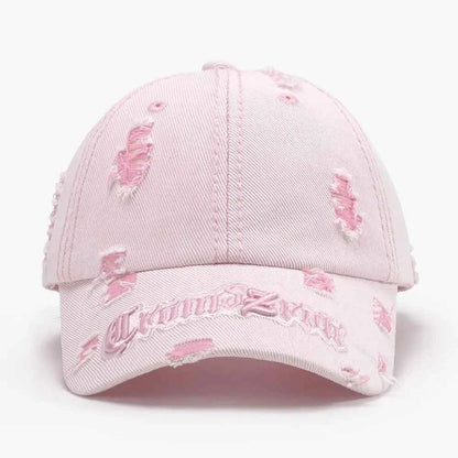Distressed Letter Embroidered Baseball Cap