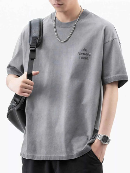 Men's Plus Size Oversized Round Neck Letter Graphic T-Shirt