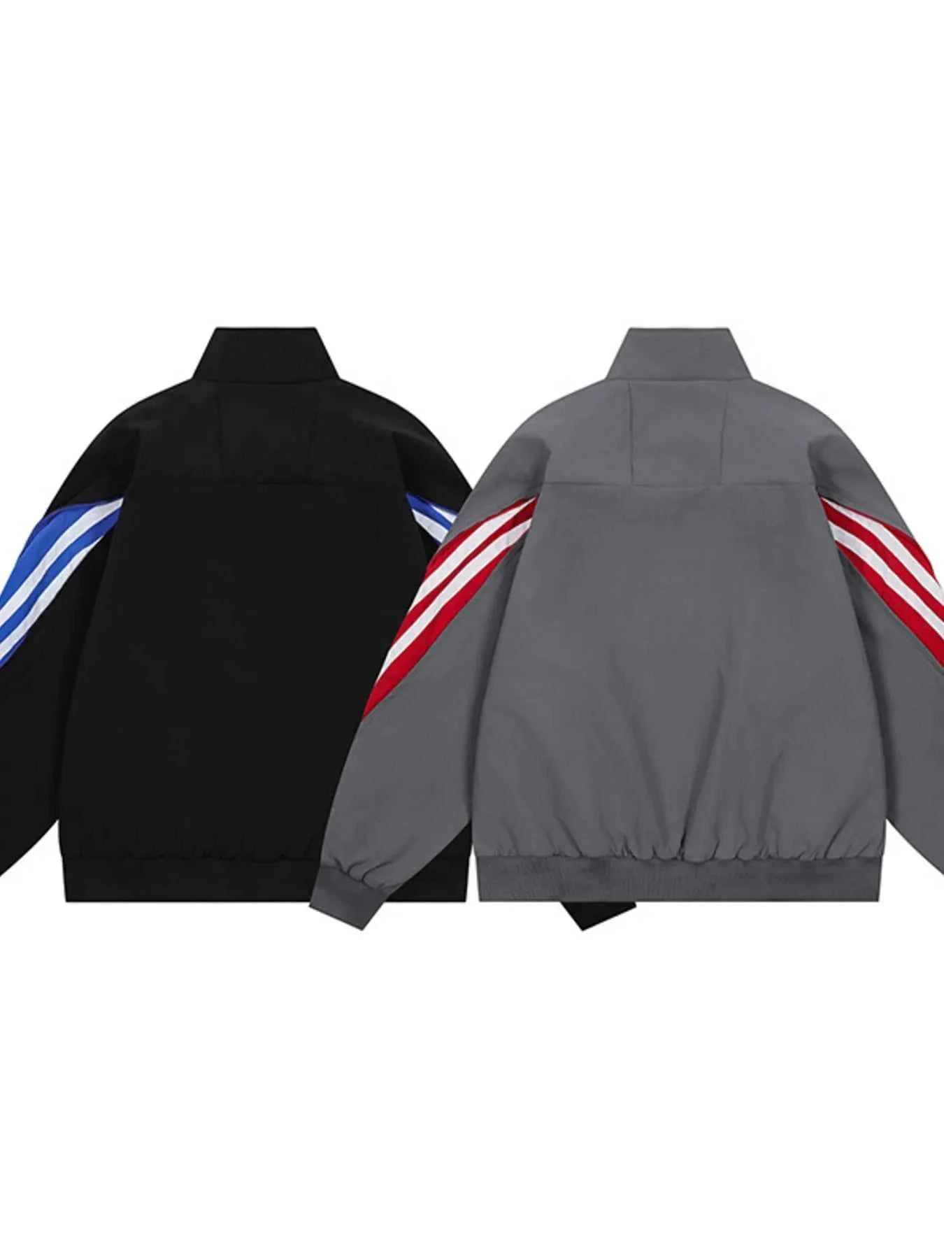 Men's Striped Zip Up Long Sleeve Jacket