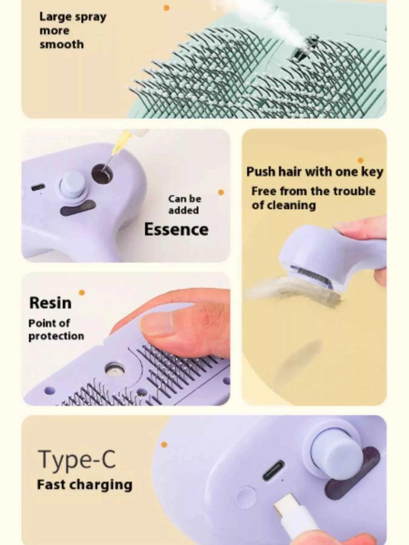 One-Touch Spray Pet Hair Remover Comb