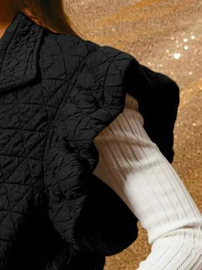 BiBi Quilting Knit Ruffle Sleeve Vest