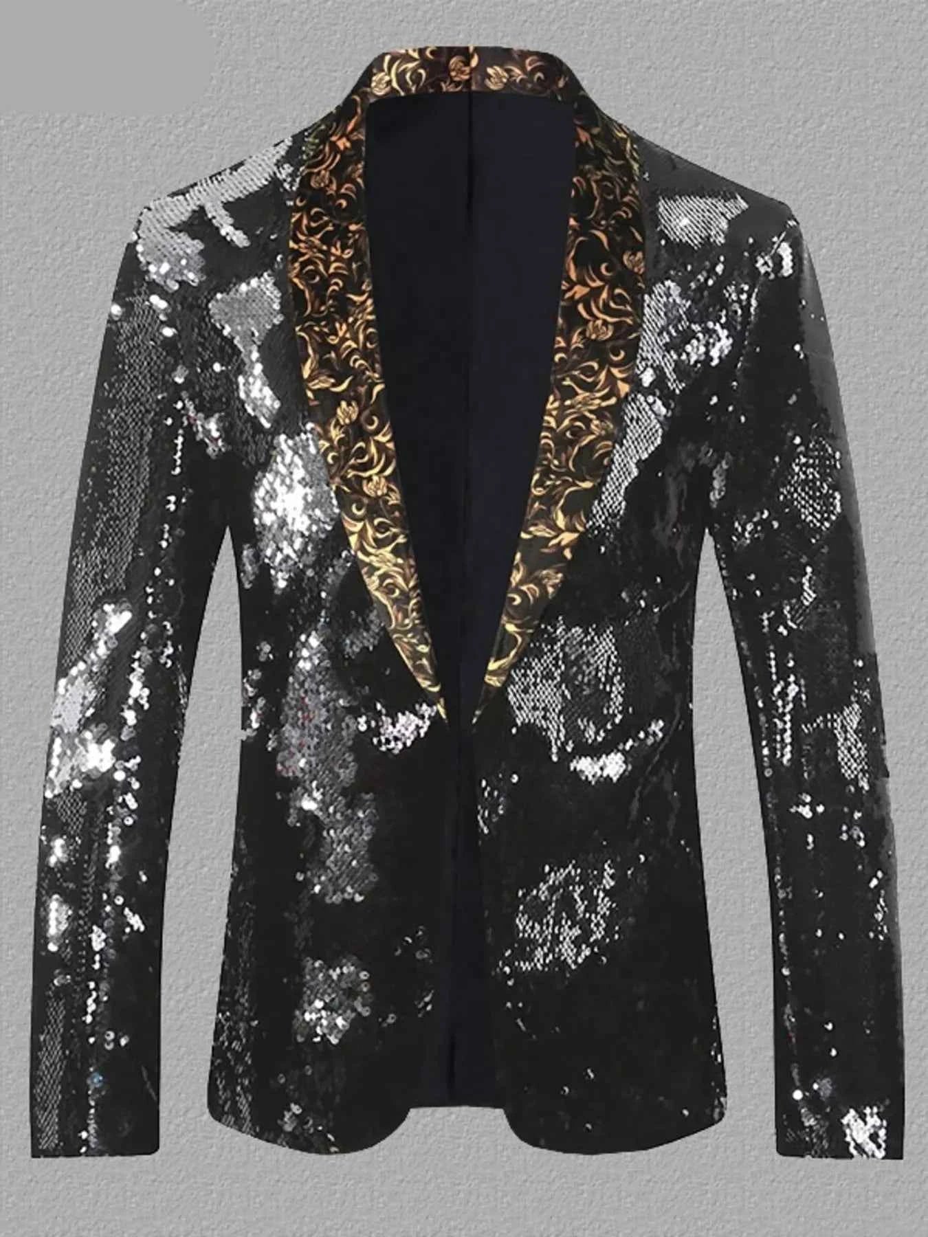 Men's Sequin Long Sleeve Blazer