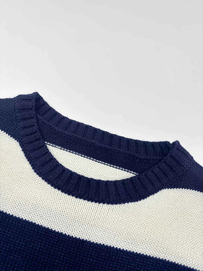 Nautical Striped Round Neck Sweater