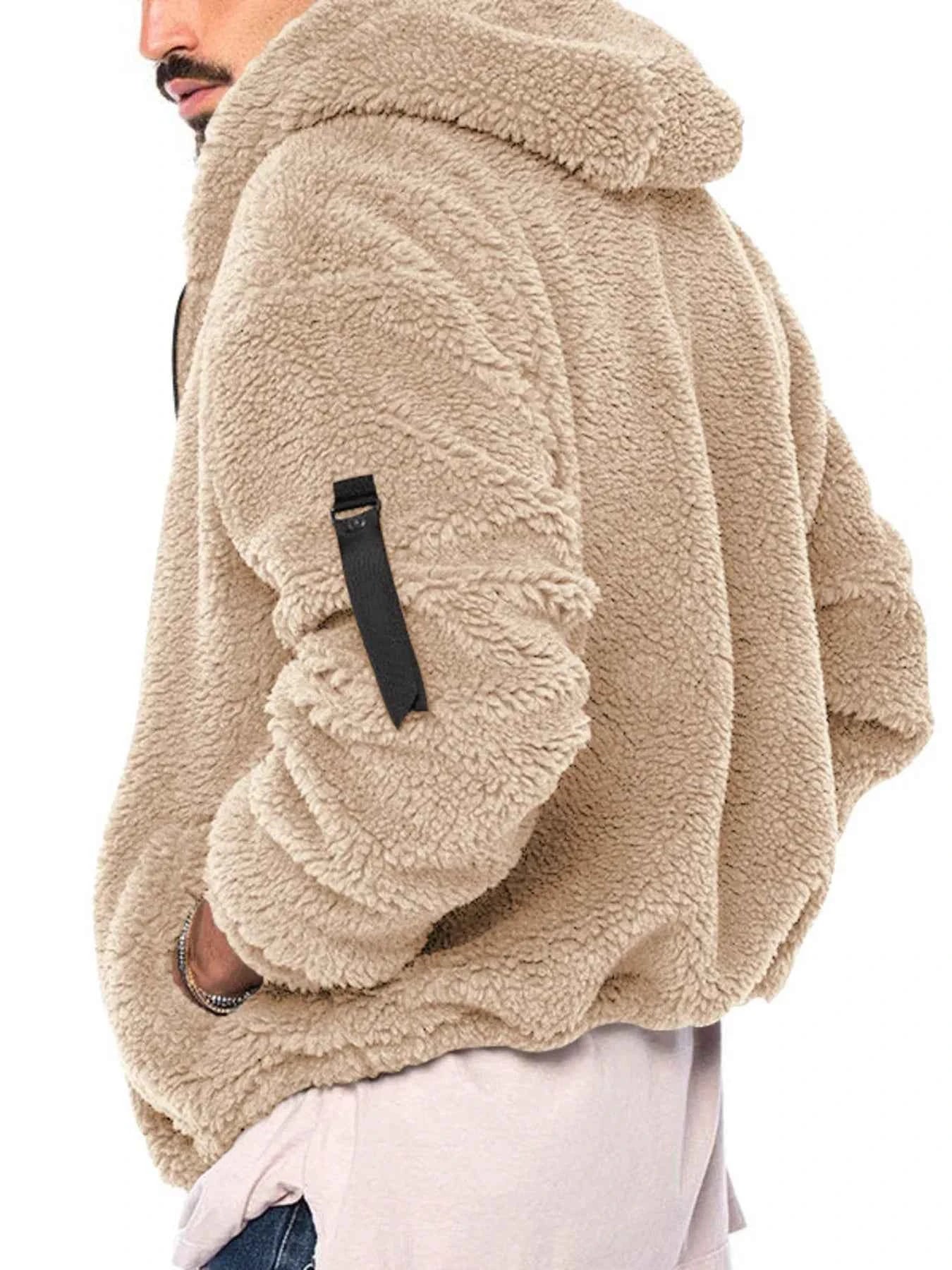 Men's Full Size Sherpa Fleece Hooded Zip-Up Jacket Plus Size