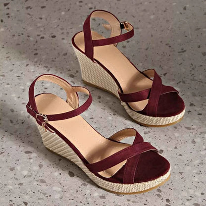Crisscross Open Toe Wedge Sandals