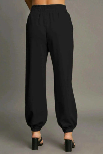 Umgee Drawstring Jogger Pants with Front Seam Detail