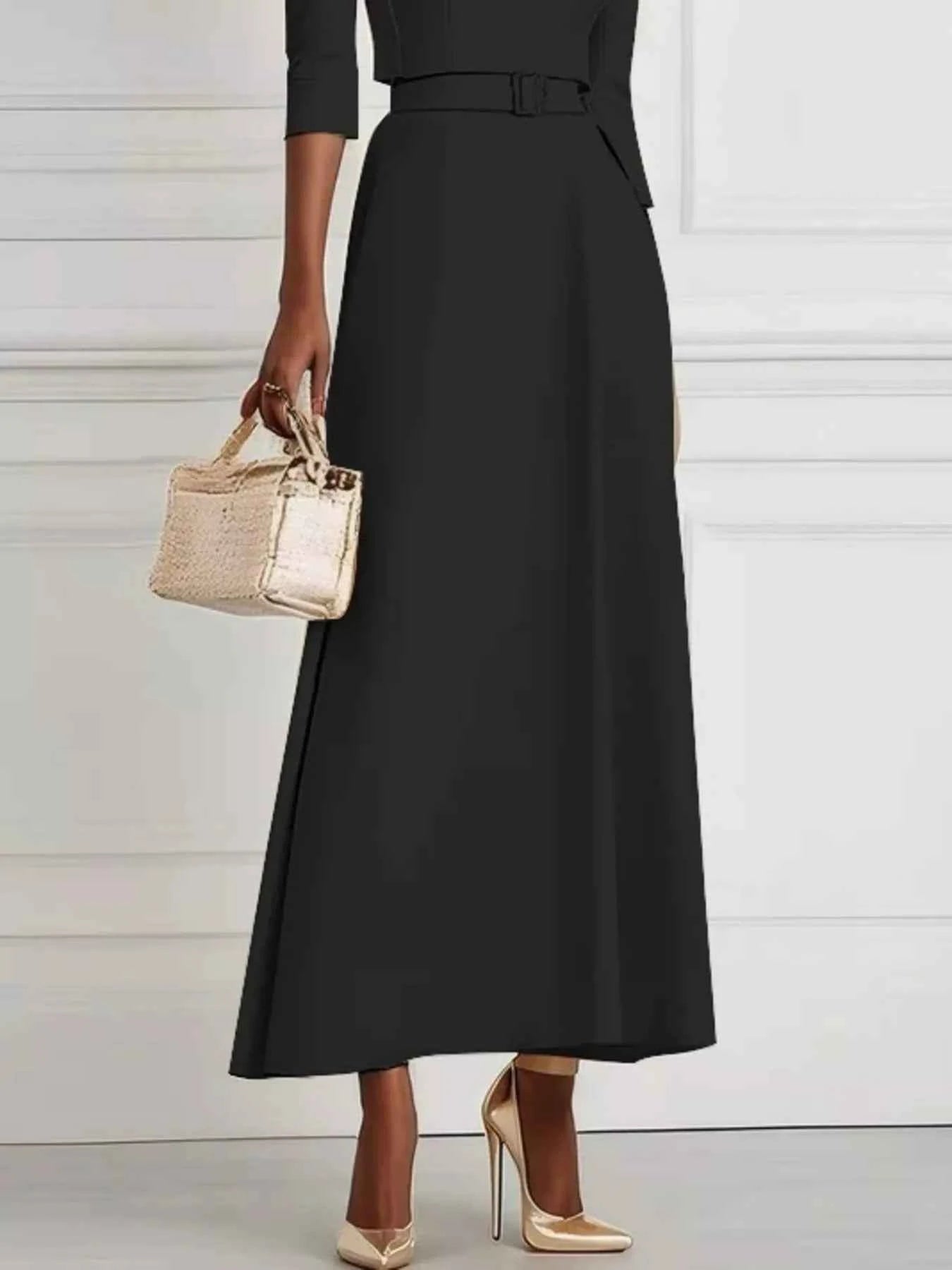 Elegant Off-Shoulder Belted Maxi Dress
