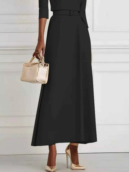 Elegant Off-Shoulder Belted Maxi Dress