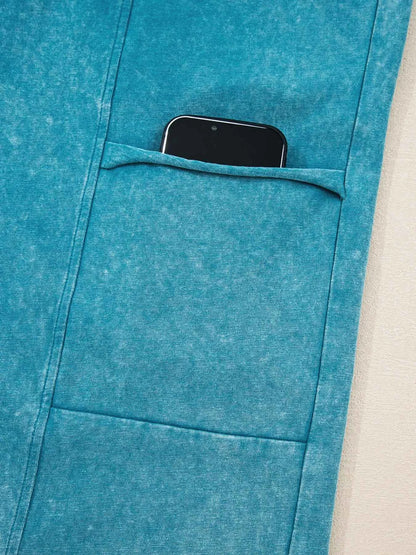 Mineral Wash High Waist Patched Pocket Pants