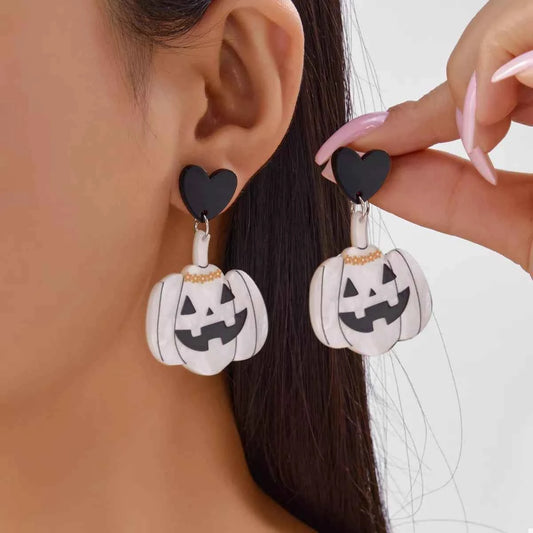 Halloween Pumpkin Heart Drop Earrings