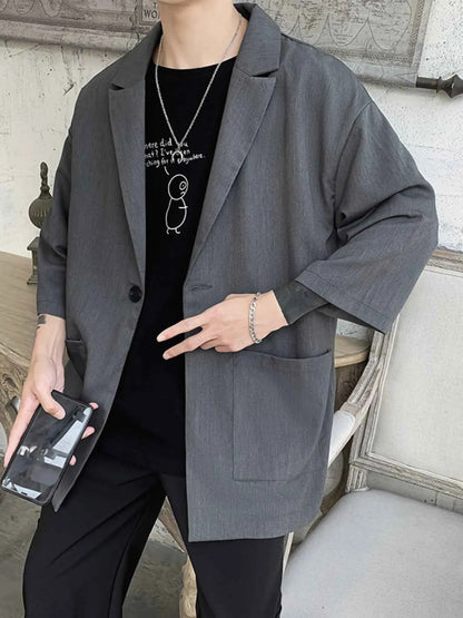 Men's One Button Long Sleeve Blazer