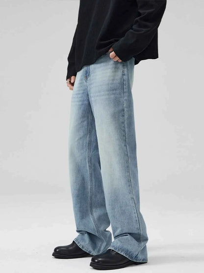 Men's Full Size Washed Wide Leg Jeans Plus Size