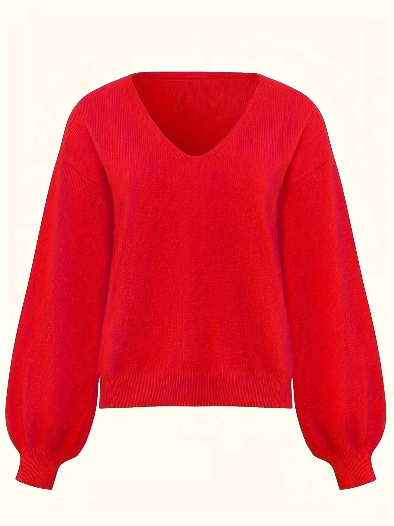 V-Neck Dropped Shoulder Sweater
