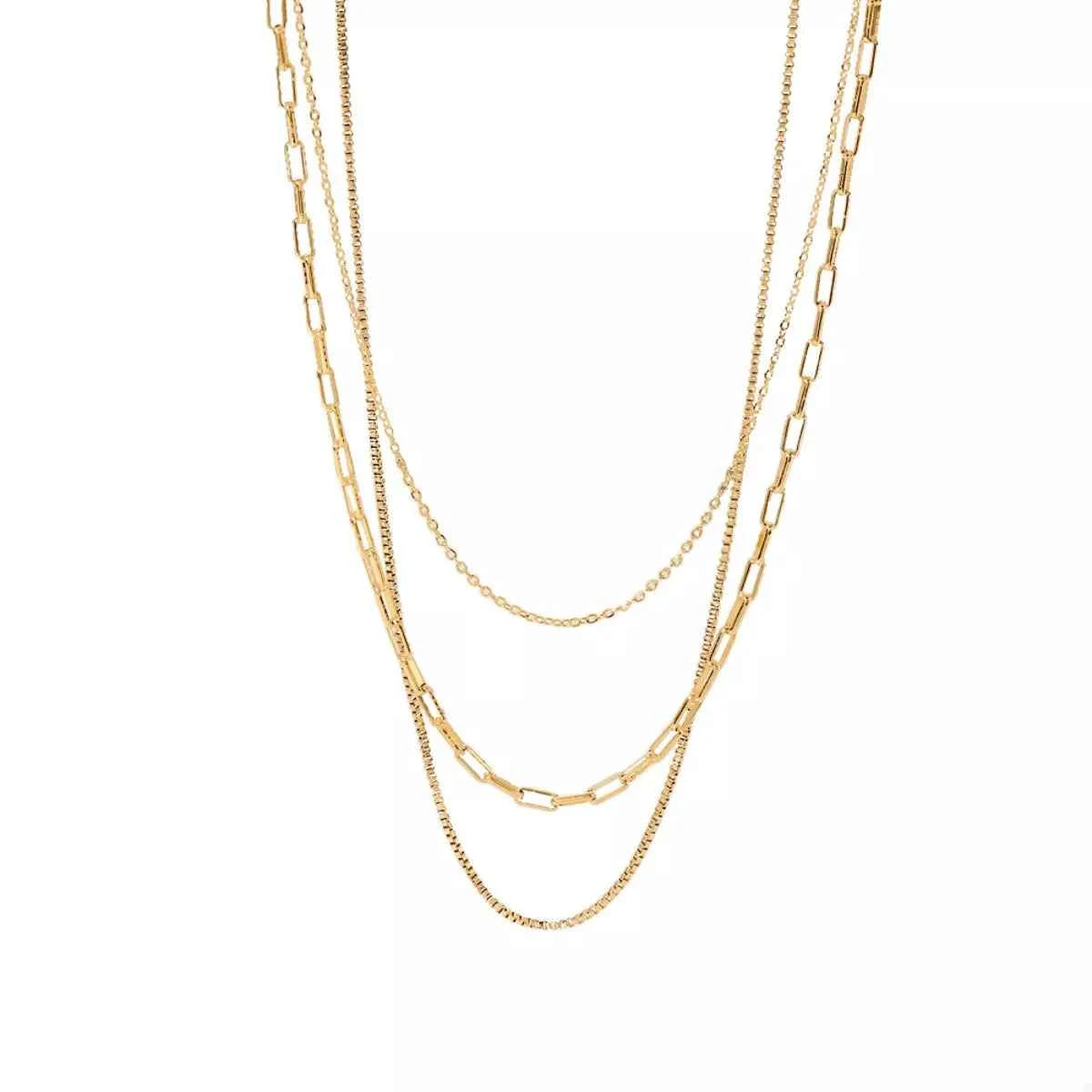 18K Gold-Plated Three Layered Necklace