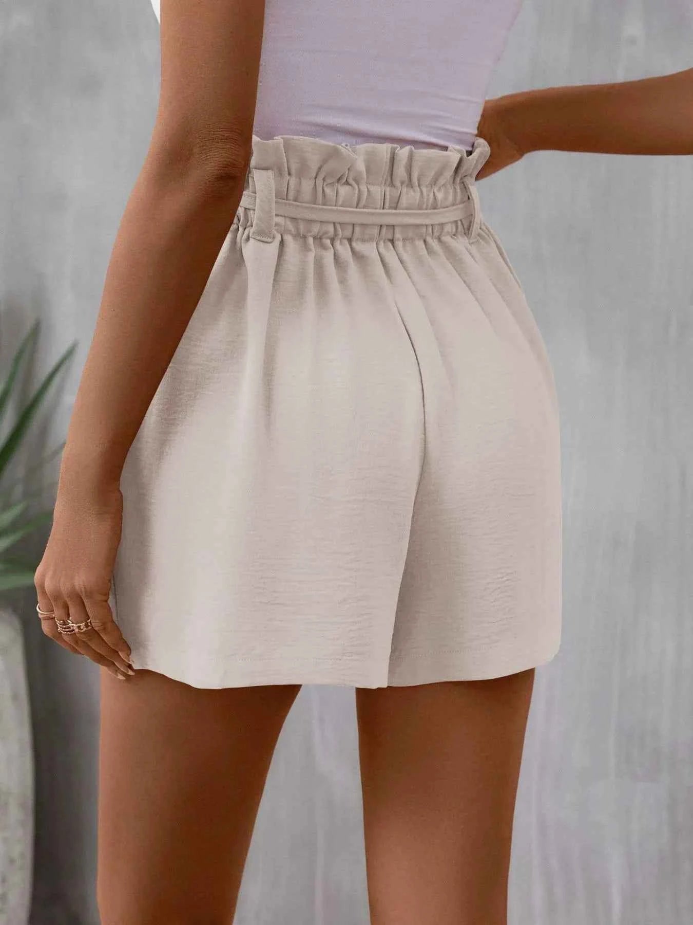 Tied Solid Color Shorts