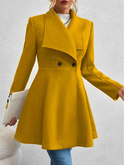 Double-Breasted Wool Blend Coat