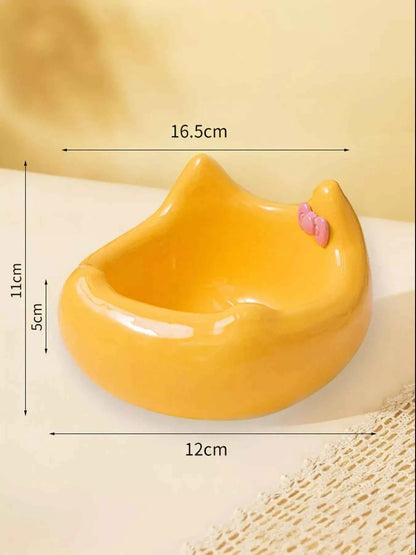 Ceramic Pet Bowl with Bowknot
