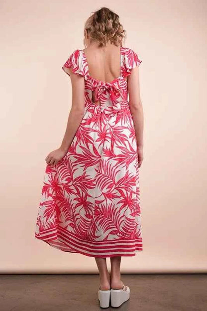 VERY J Tropical Printed Midi Summer Boho Dress
