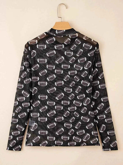 Game Day Mesh Sheer Long Sleeve Top