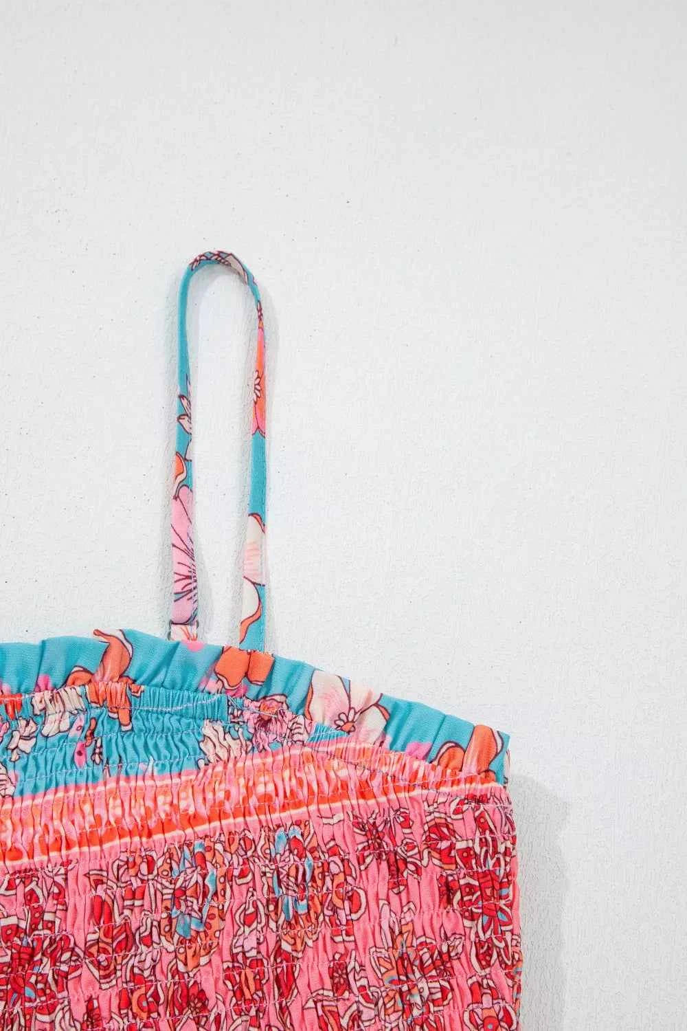 Bohemian Ethnic Print Spaghetti Straps Vacation Maxi Dress