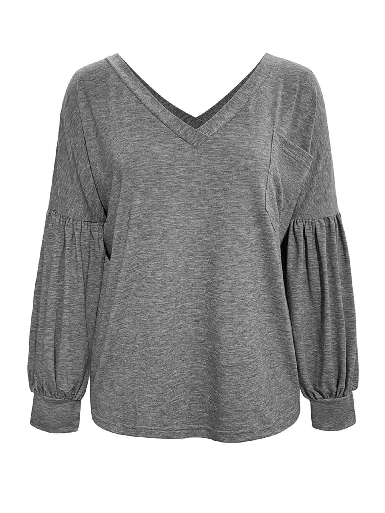 Oversized V-Neck Long Sleeve Blouse
