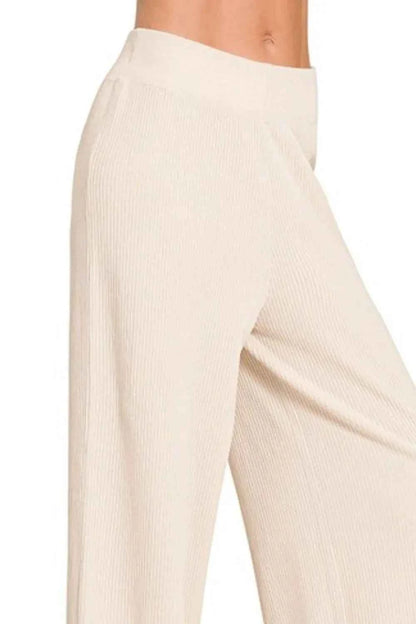 Zenana Viscose Ribbed Sweater Pants
