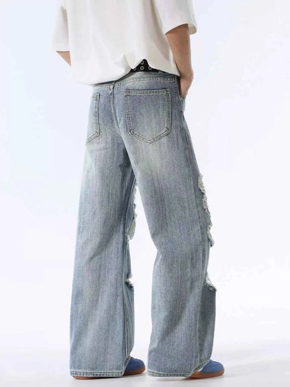Men's Distressed Wide Leg Jeans