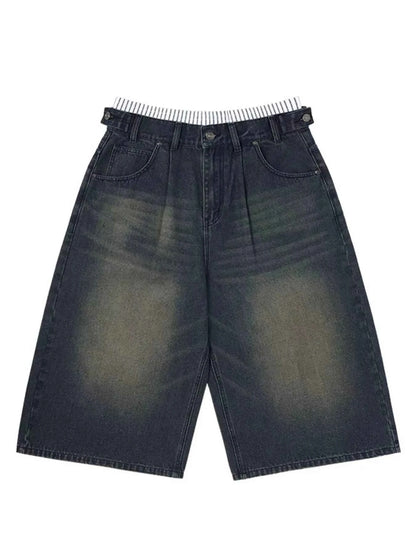 Men's Wide Leg Cropped Denim Jeans