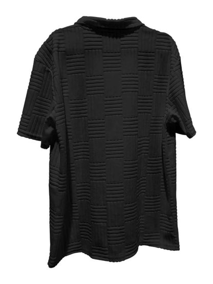 Men's Full Size Button Up Short Sleeve Top and Shorts Set Plus Size